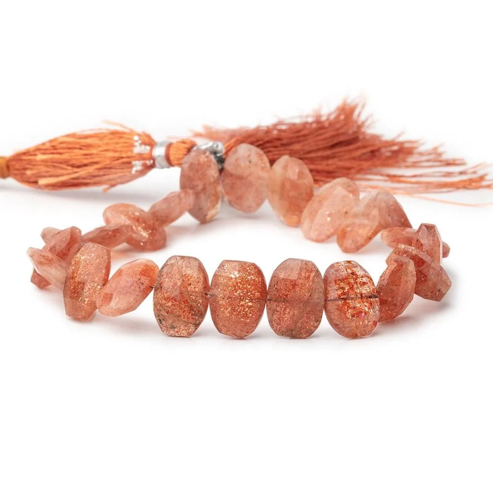 10x7-12x8mm Sunstone Faceted Cushion Beads 7.5 inch 19 pieces