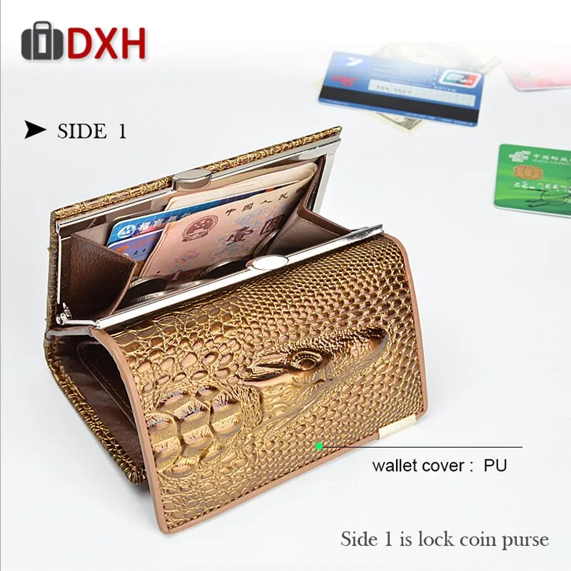 2019 New Women's Wallets Short Female Crocodile Pattern Embossed Designer Leather Purse Hasp Buckle 3 Fold Multi-Card Wallet DXH