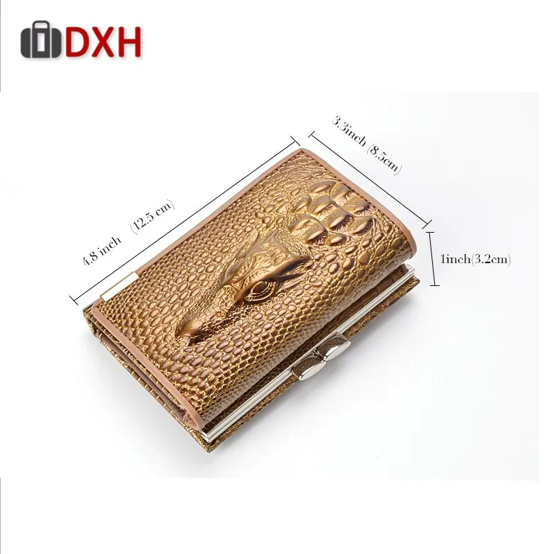 2019 New Women's Wallets Short Female Crocodile Pattern Embossed Designer Leather Purse Hasp Buckle 3 Fold Multi-Card Wallet DXH