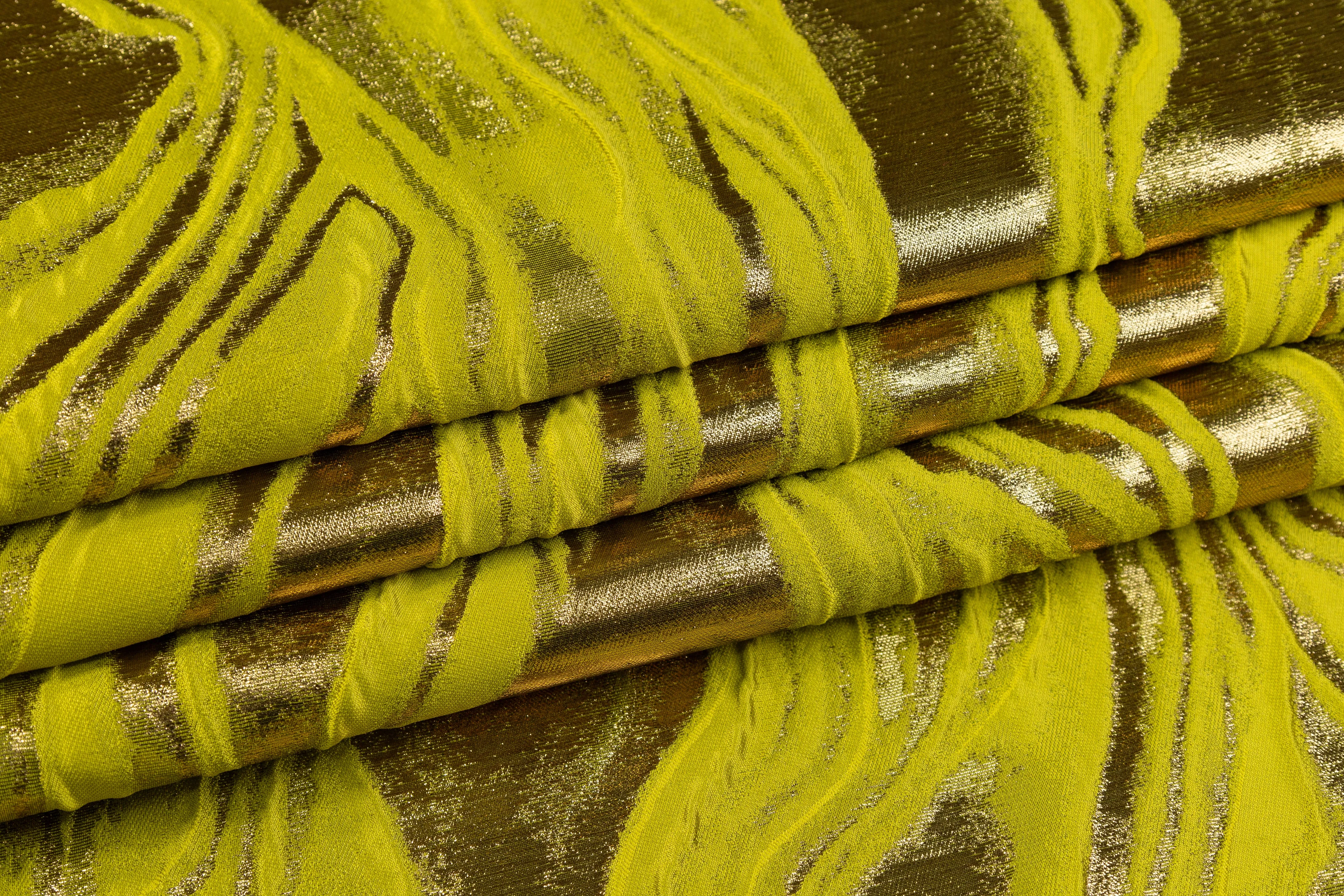 Abstract Metallic Italian Cloqué Brocade - Yellow