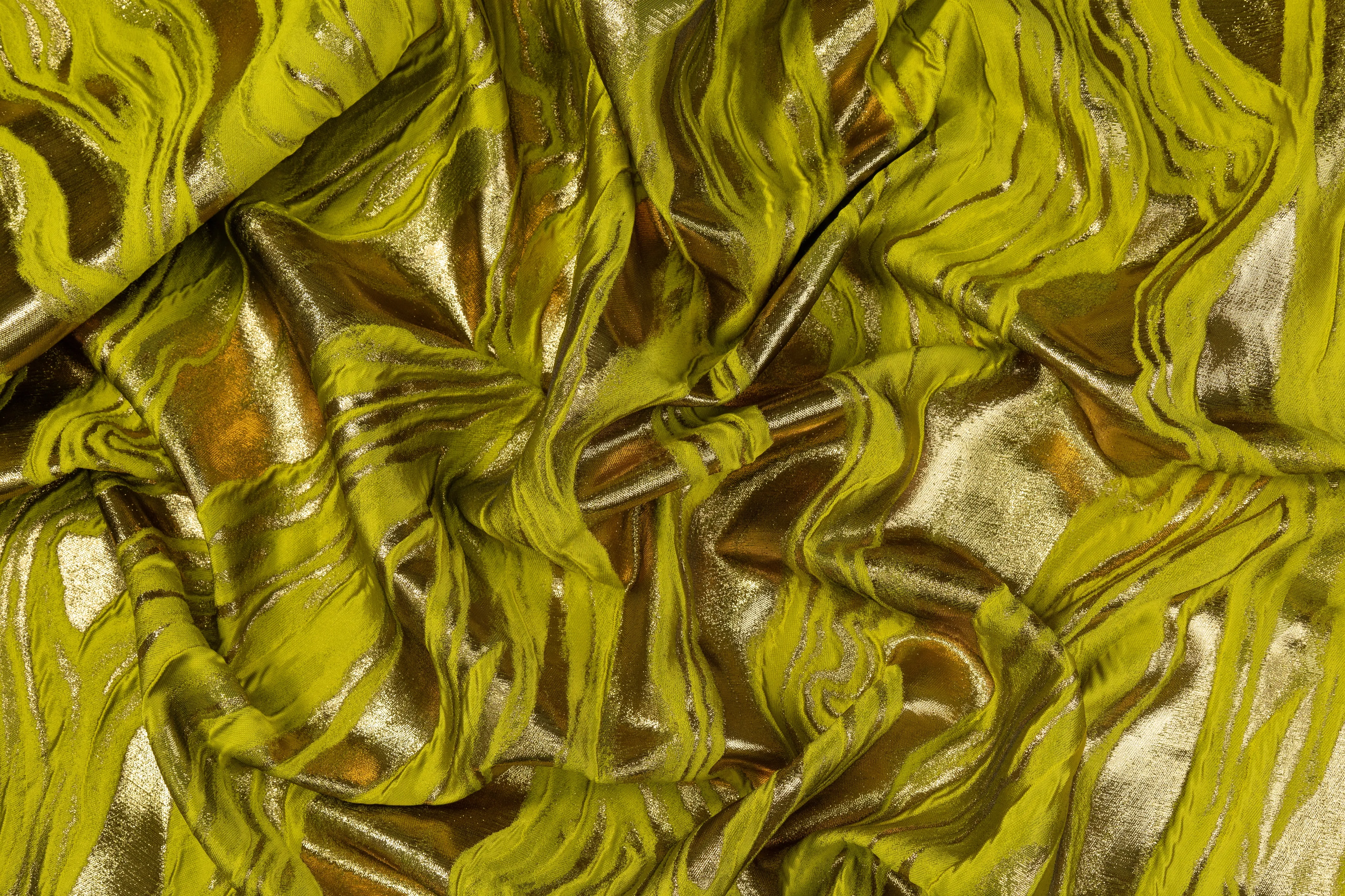 Abstract Metallic Italian Cloqué Brocade - Yellow