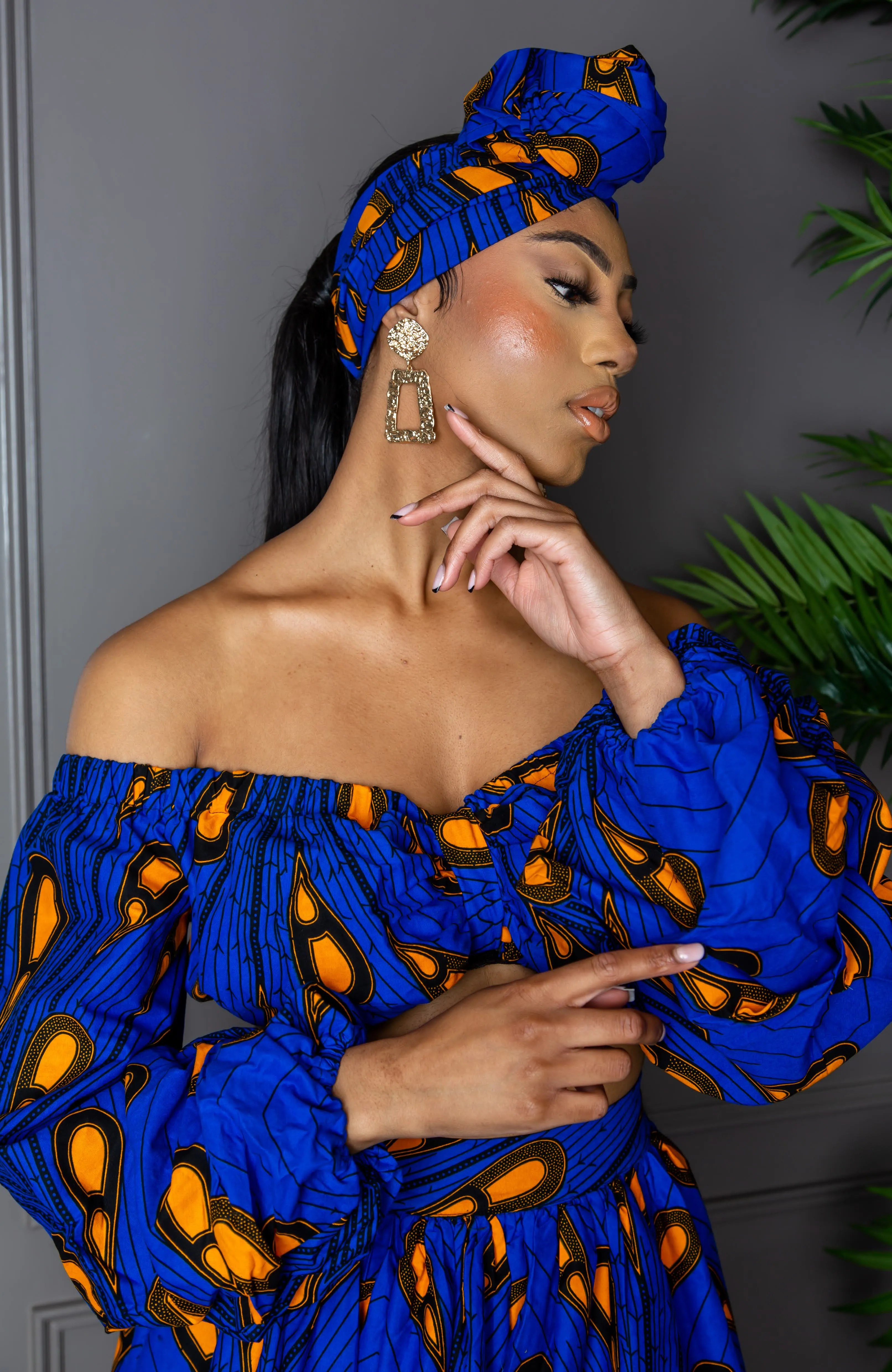 African Print Maxi Skirt & Long-sleeved Set | Ankara Top and Skirt - ELLA