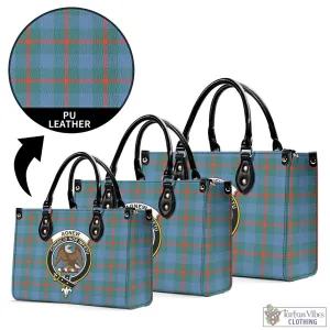 Agnew Ancient Tartan Luxury Leather Handbags with Family Crest