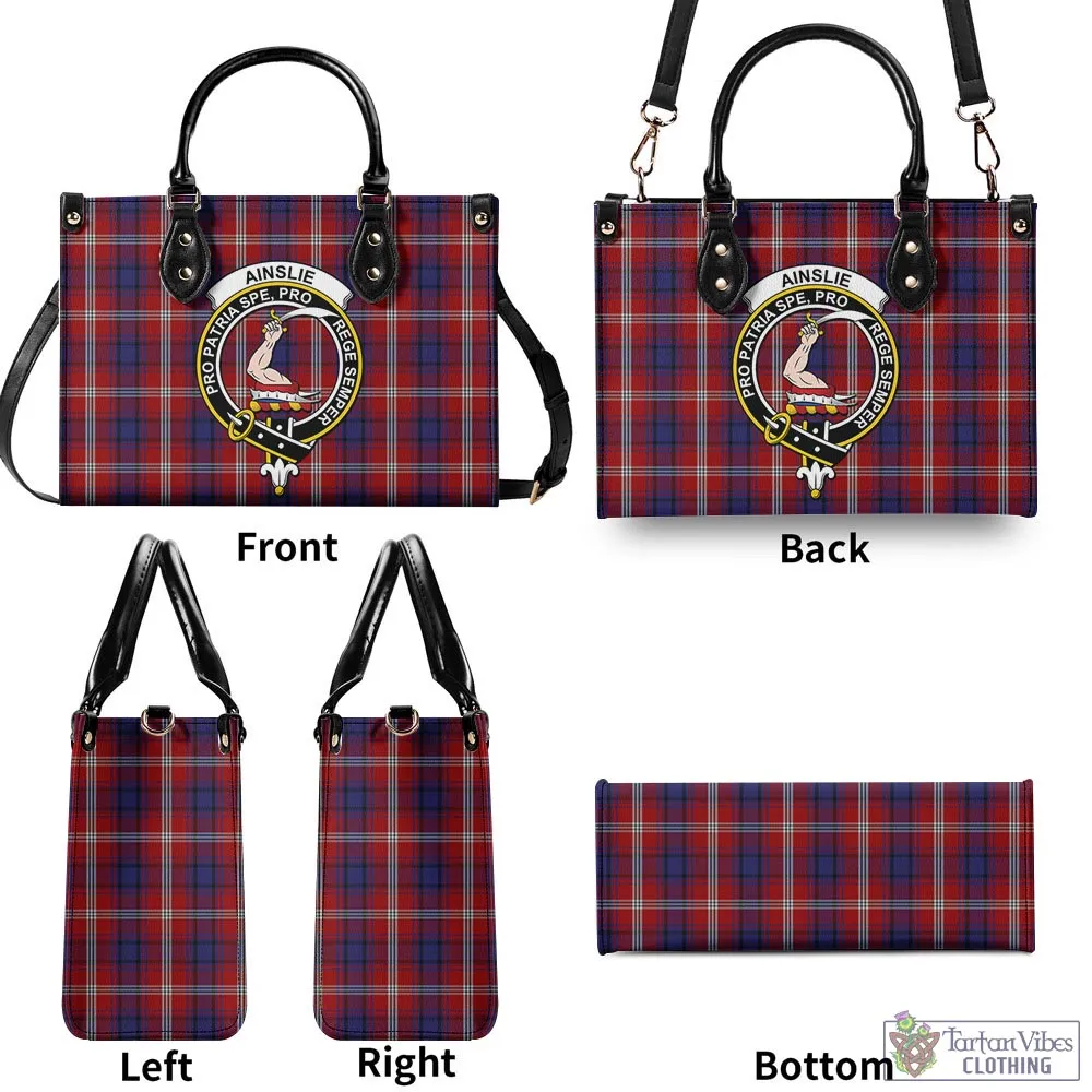 Ainslie Tartan Luxury Leather Handbags with Family Crest