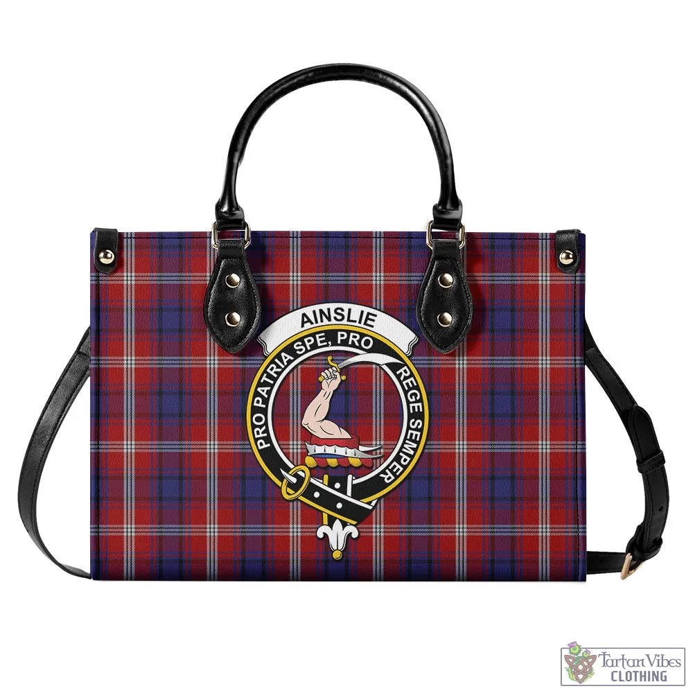 Ainslie Tartan Luxury Leather Handbags with Family Crest