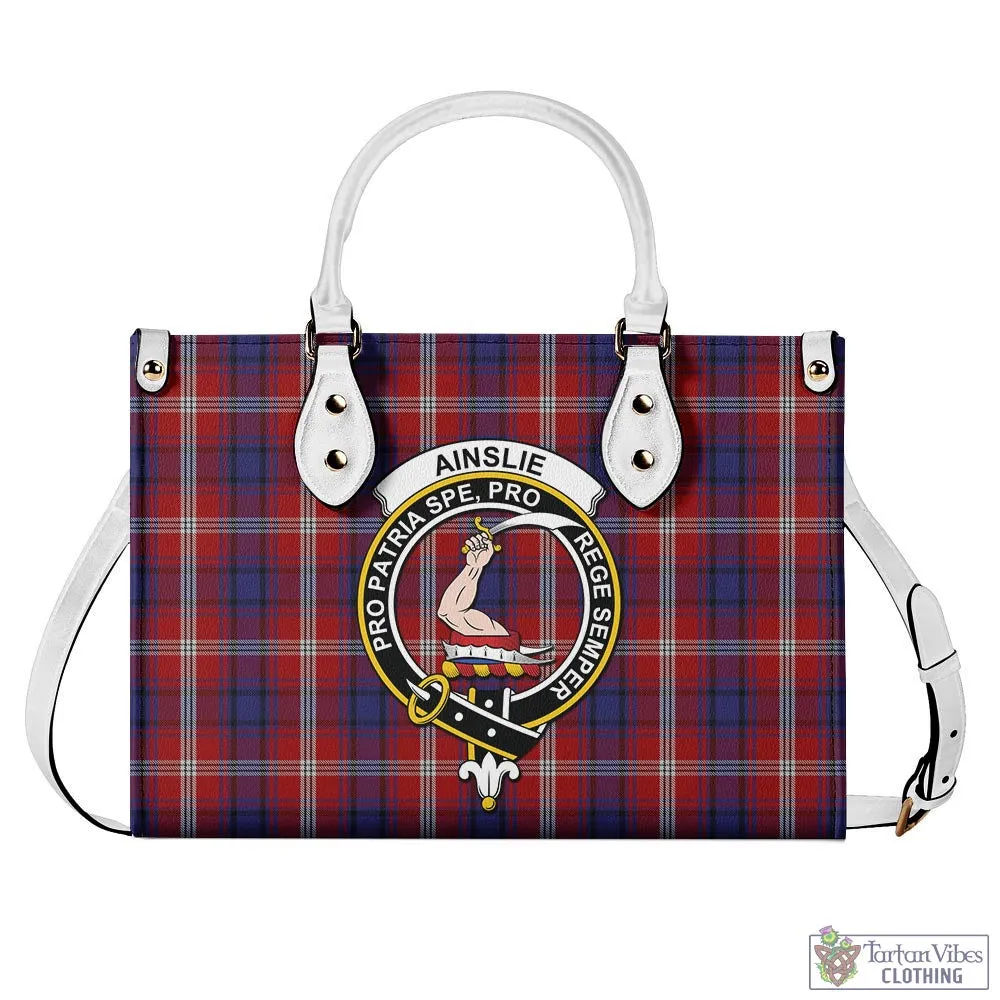 Ainslie Tartan Luxury Leather Handbags with Family Crest