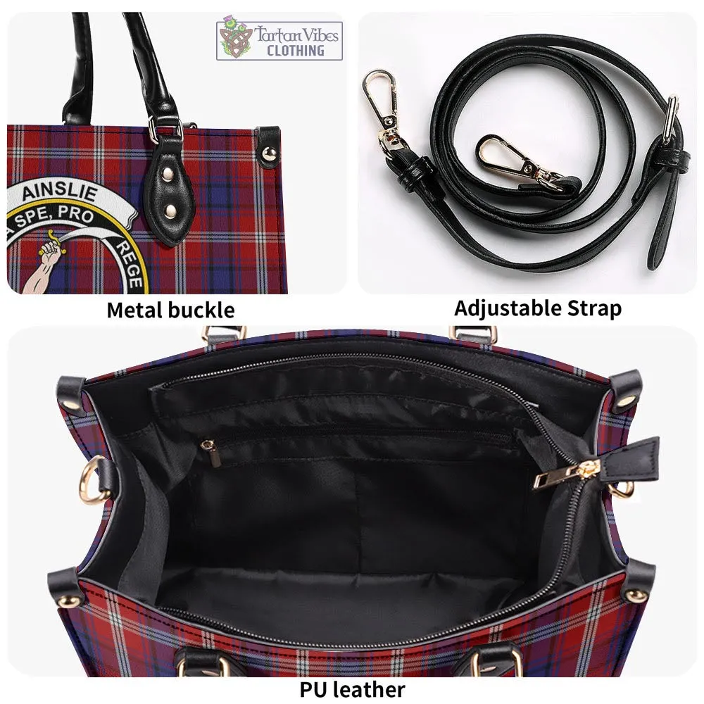 Ainslie Tartan Luxury Leather Handbags with Family Crest