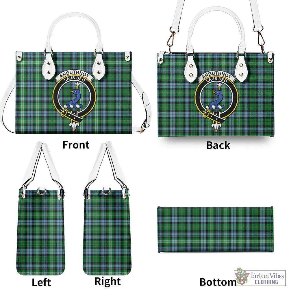 Arbuthnot Ancient Tartan Luxury Leather Handbags with Family Crest