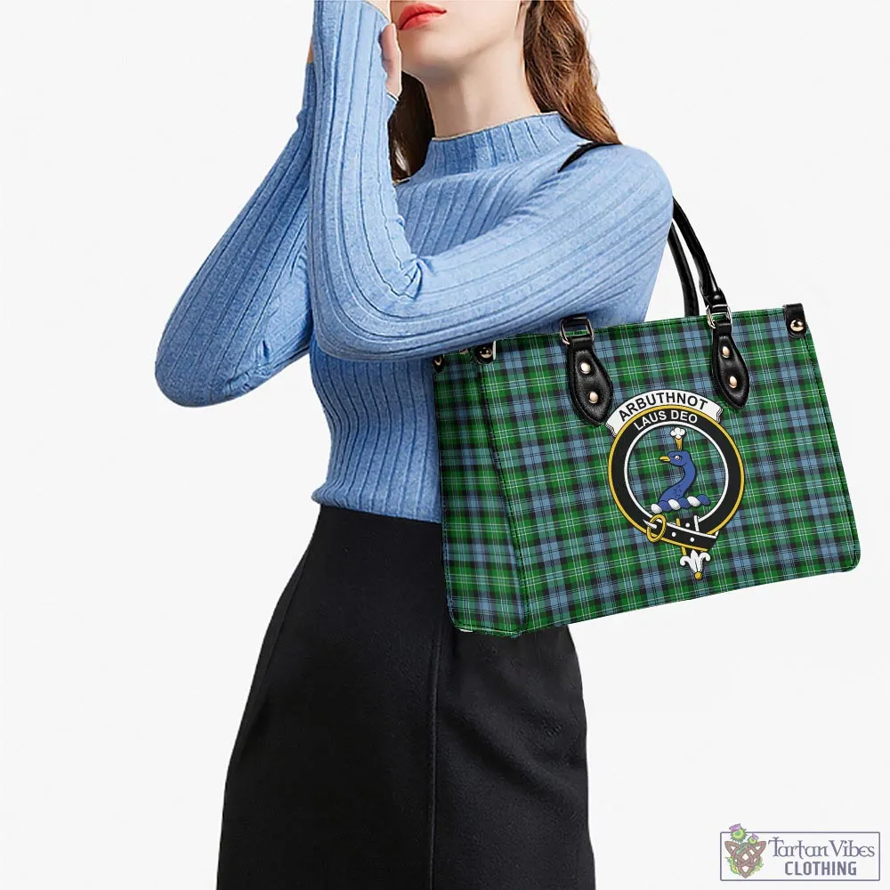 Arbuthnot Ancient Tartan Luxury Leather Handbags with Family Crest