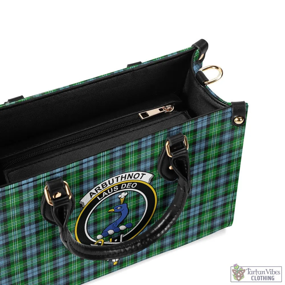 Arbuthnot Ancient Tartan Luxury Leather Handbags with Family Crest