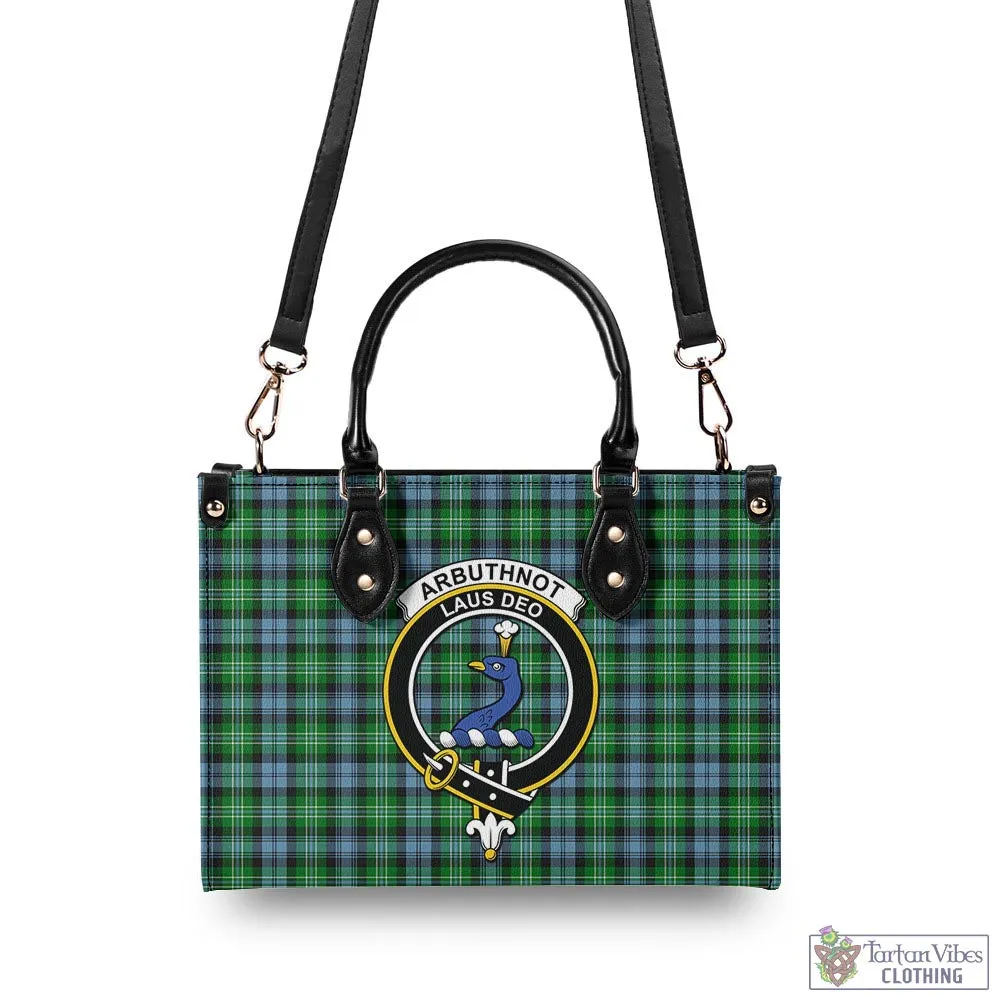 Arbuthnot Ancient Tartan Luxury Leather Handbags with Family Crest