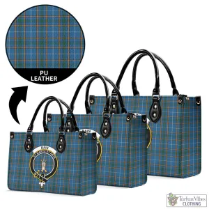 Bain Tartan Luxury Leather Handbags with Family Crest