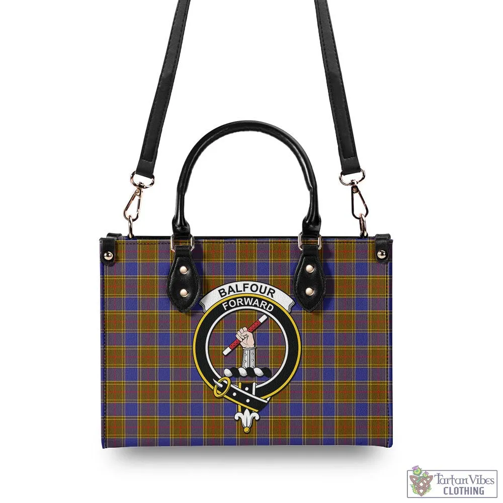 Balfour Tartan Luxury Leather Handbags with Family Crest