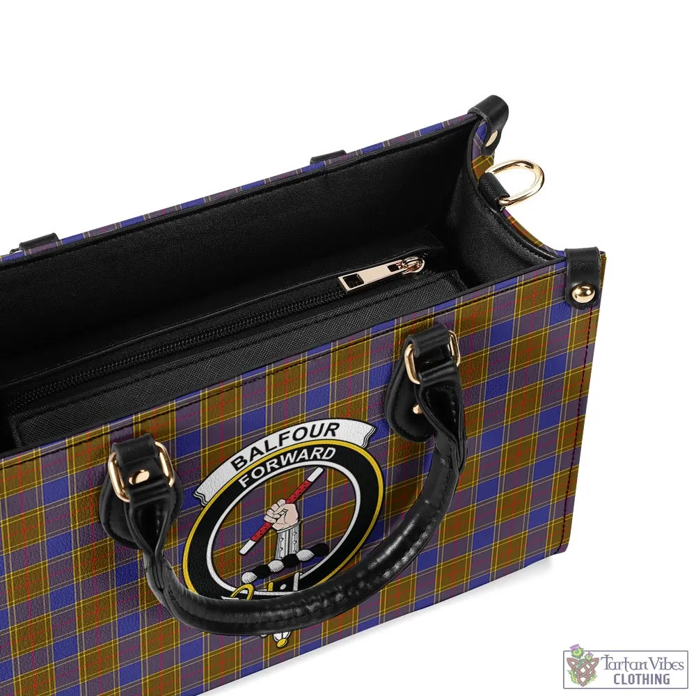 Balfour Tartan Luxury Leather Handbags with Family Crest