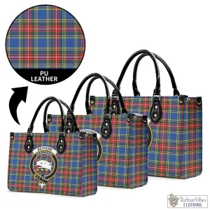 Bethune Tartan Luxury Leather Handbags with Family Crest