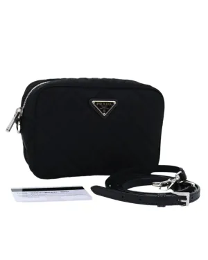 Black Nylon Shoulder Bag with Dust Bag and Shoulder Strap