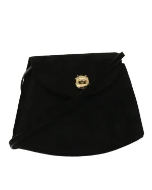 Black Suede Shoulder Bag with Adjustable Strap - Salvatore Ferragamo