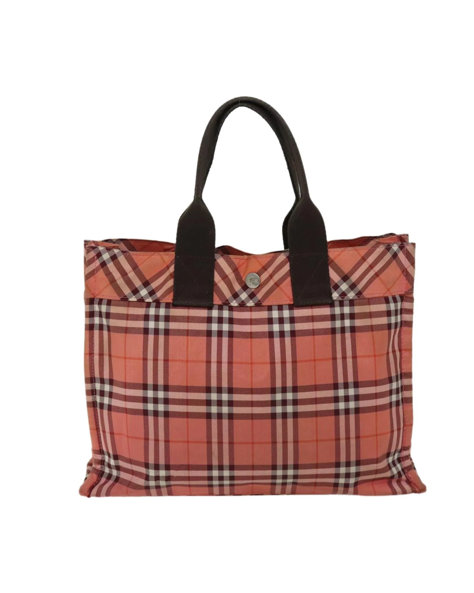 Blue Label Nylon Hand Bag with Check Pattern