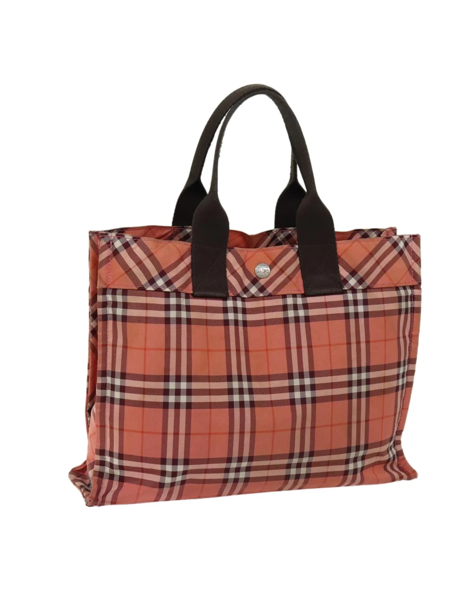 Blue Label Nylon Hand Bag with Check Pattern