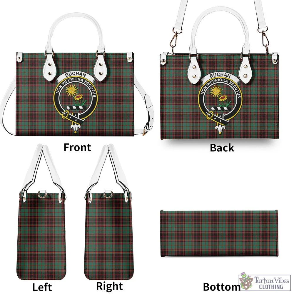 Buchan Ancient Tartan Luxury Leather Handbags with Family Crest