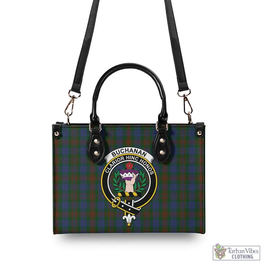 Buchanan Hunting Tartan Luxury Leather Handbags with Family Crest