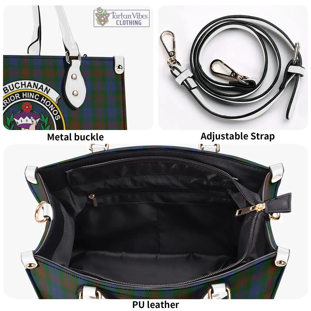 Buchanan Hunting Tartan Luxury Leather Handbags with Family Crest