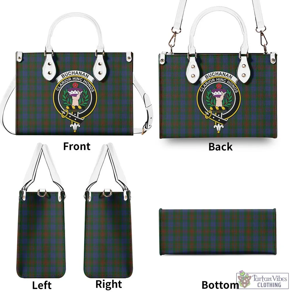 Buchanan Hunting Tartan Luxury Leather Handbags with Family Crest