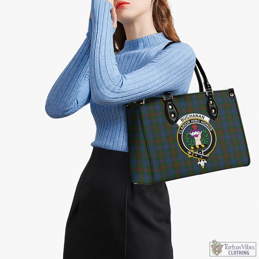 Buchanan Hunting Tartan Luxury Leather Handbags with Family Crest