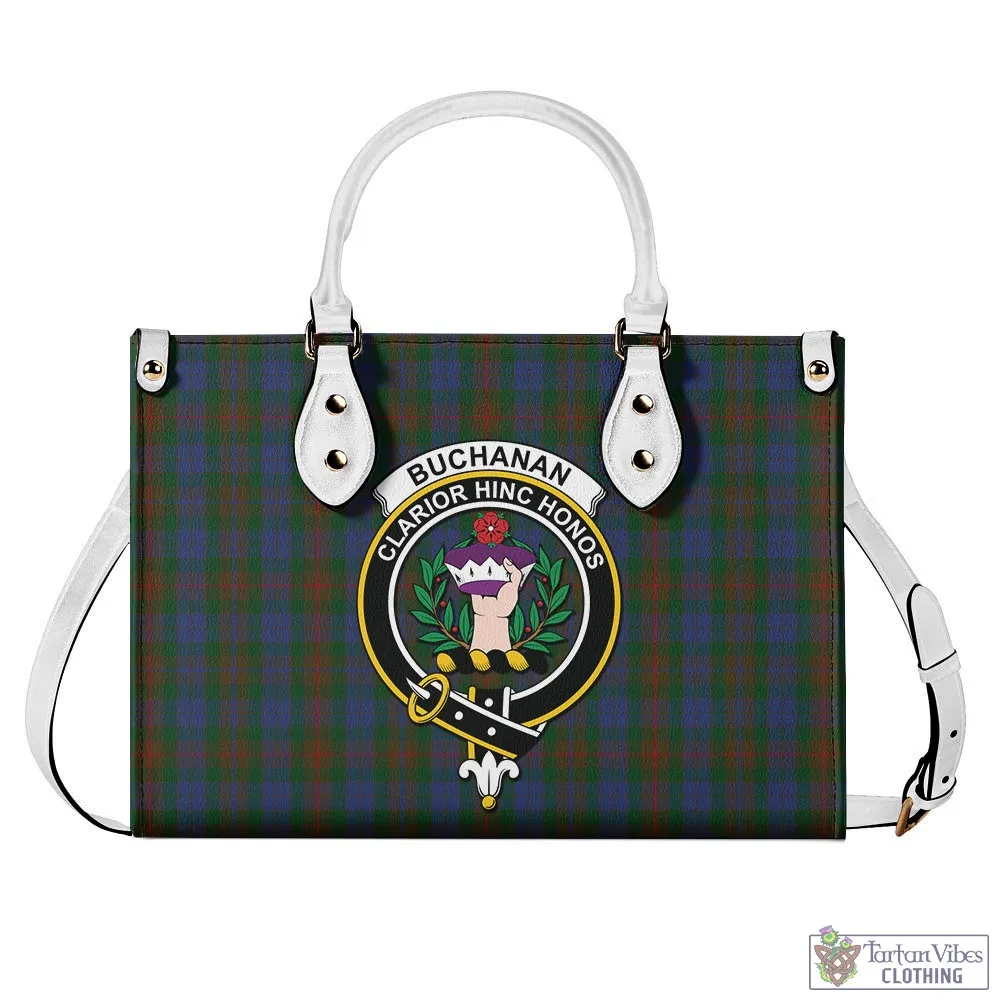 Buchanan Hunting Tartan Luxury Leather Handbags with Family Crest