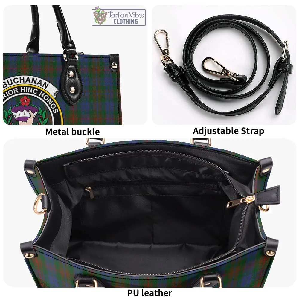 Buchanan Hunting Tartan Luxury Leather Handbags with Family Crest