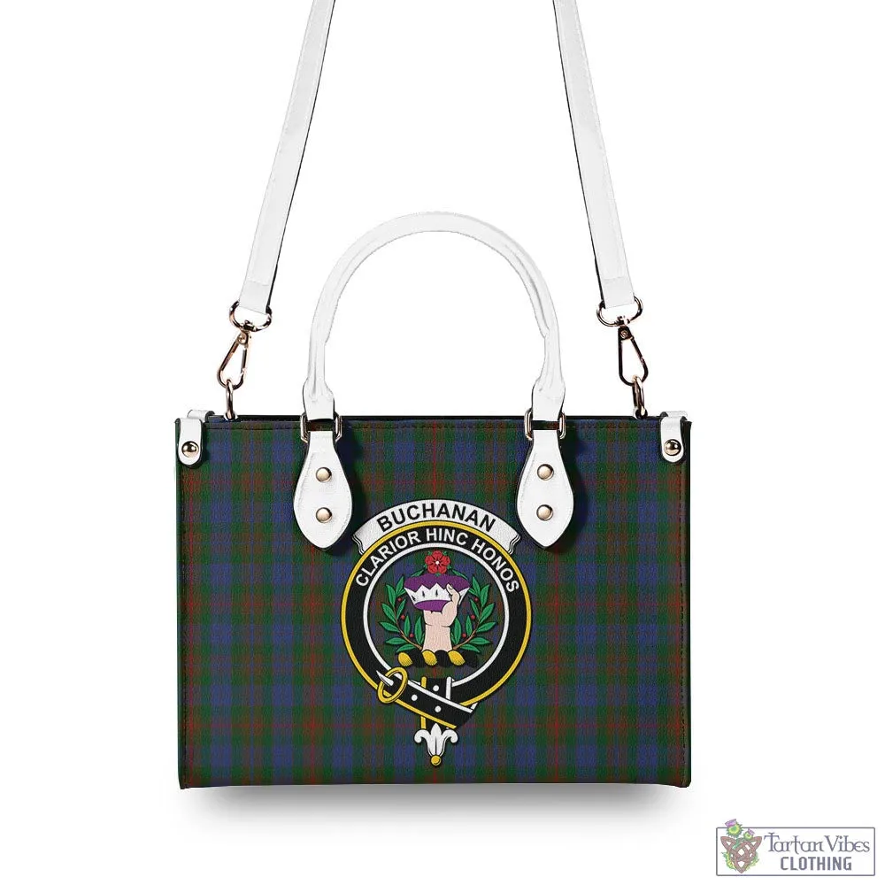 Buchanan Hunting Tartan Luxury Leather Handbags with Family Crest