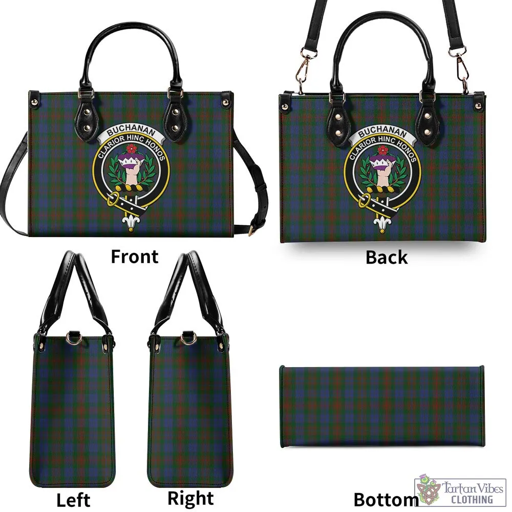 Buchanan Hunting Tartan Luxury Leather Handbags with Family Crest