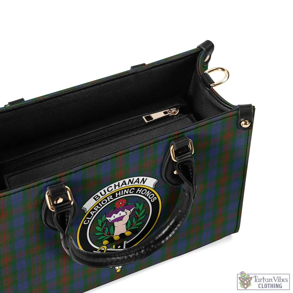 Buchanan Hunting Tartan Luxury Leather Handbags with Family Crest