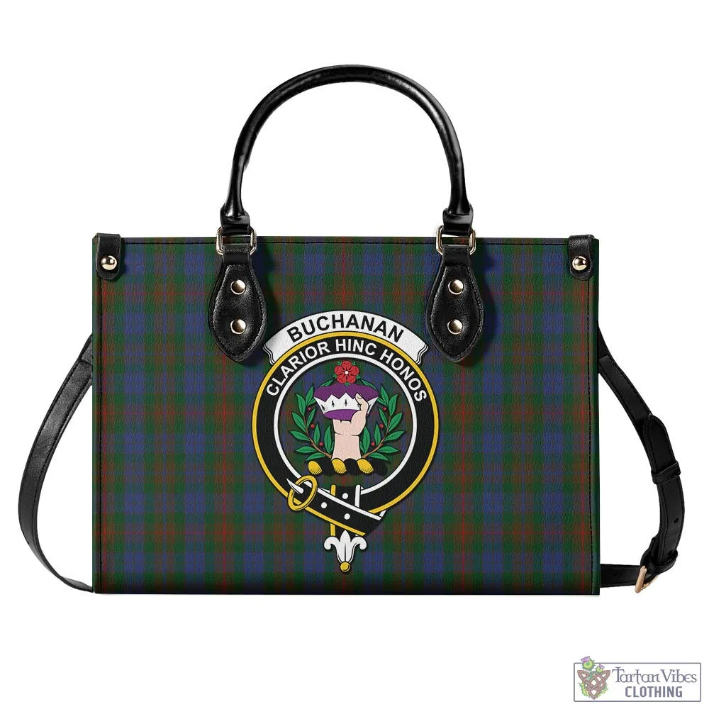 Buchanan Hunting Tartan Luxury Leather Handbags with Family Crest