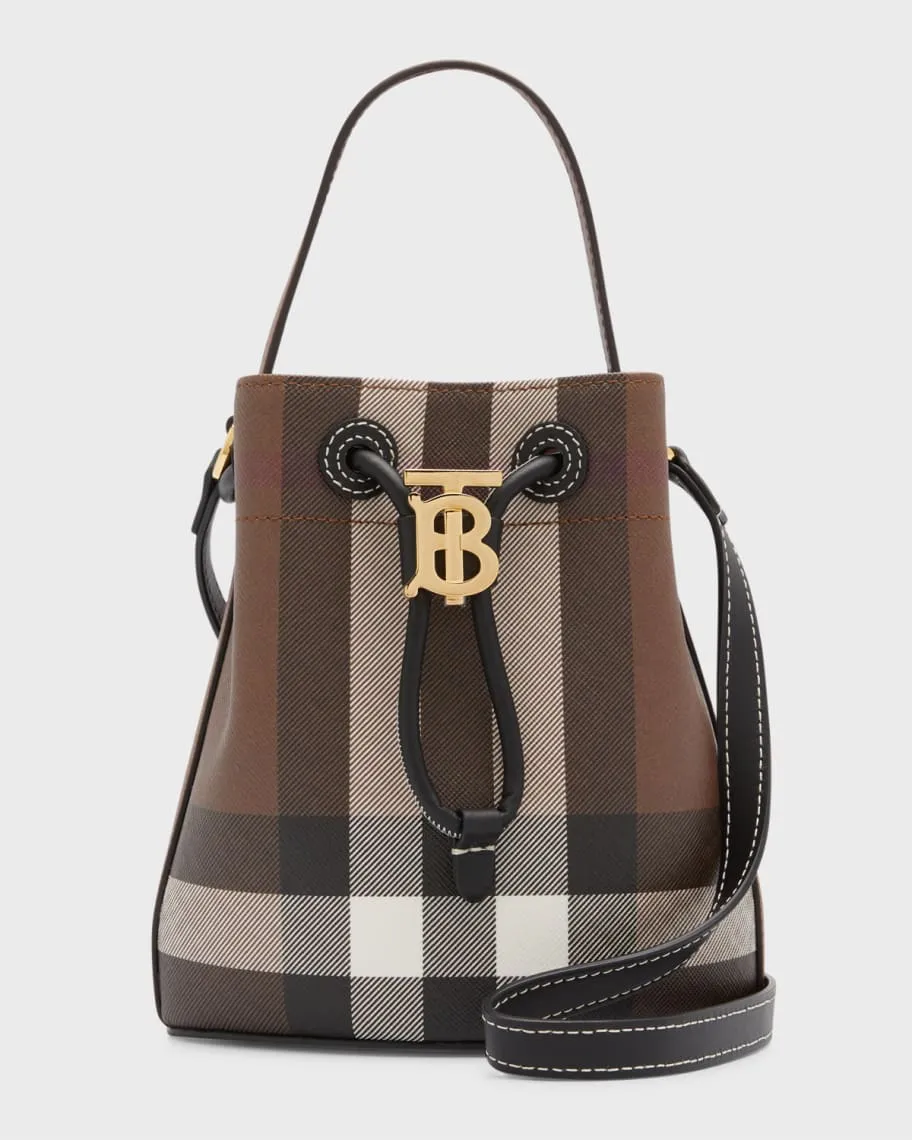 Burberry Check Drawstring Bucket Bag