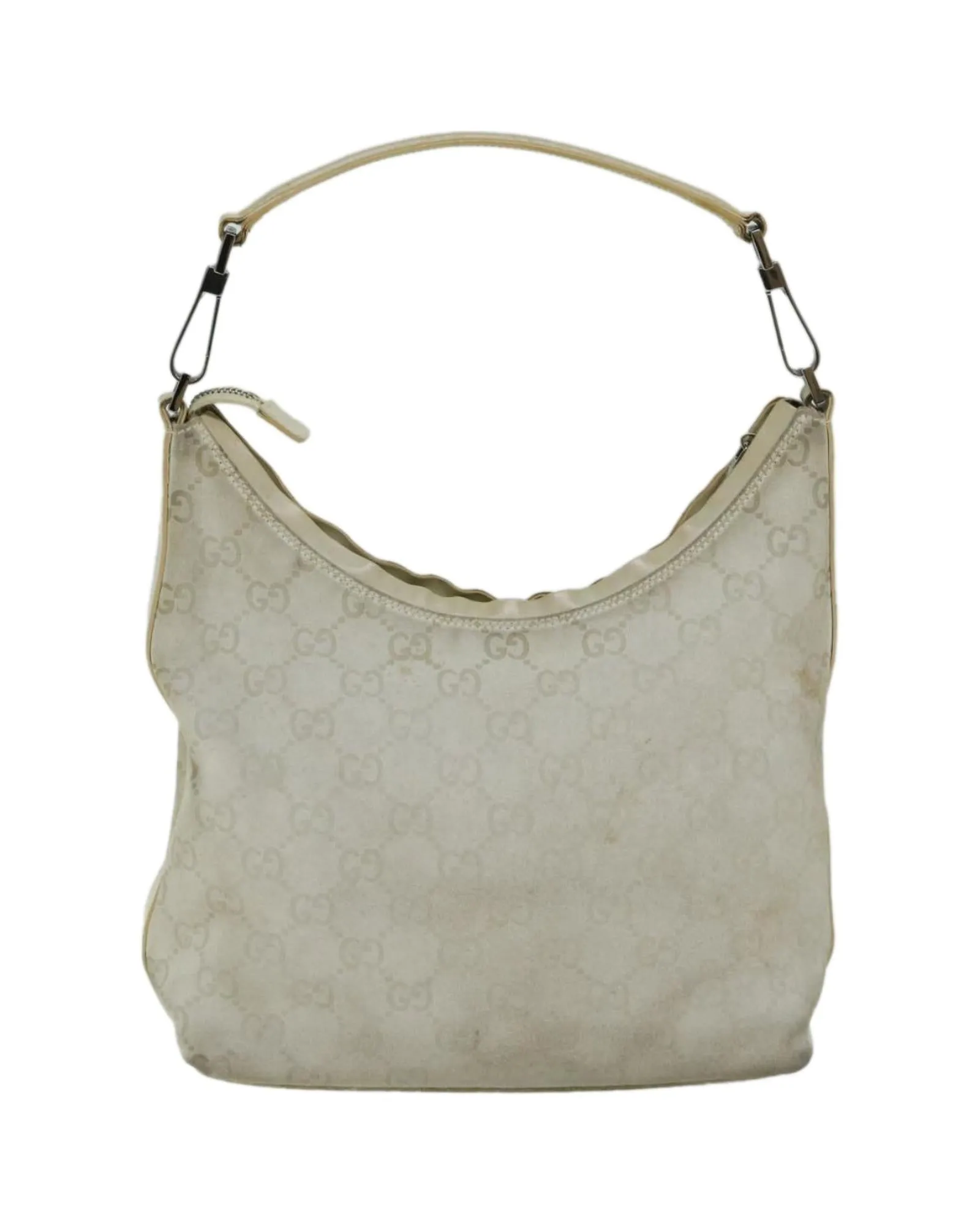 Canvas Shoulder Bag with Signature GG Pattern and Ivory Hue