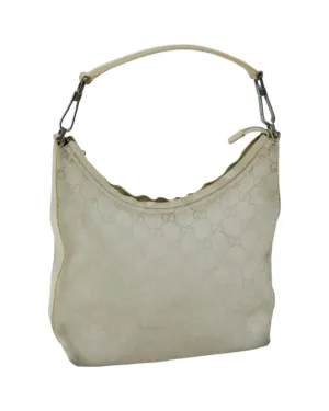 Canvas Shoulder Bag with Signature GG Pattern and Ivory Hue