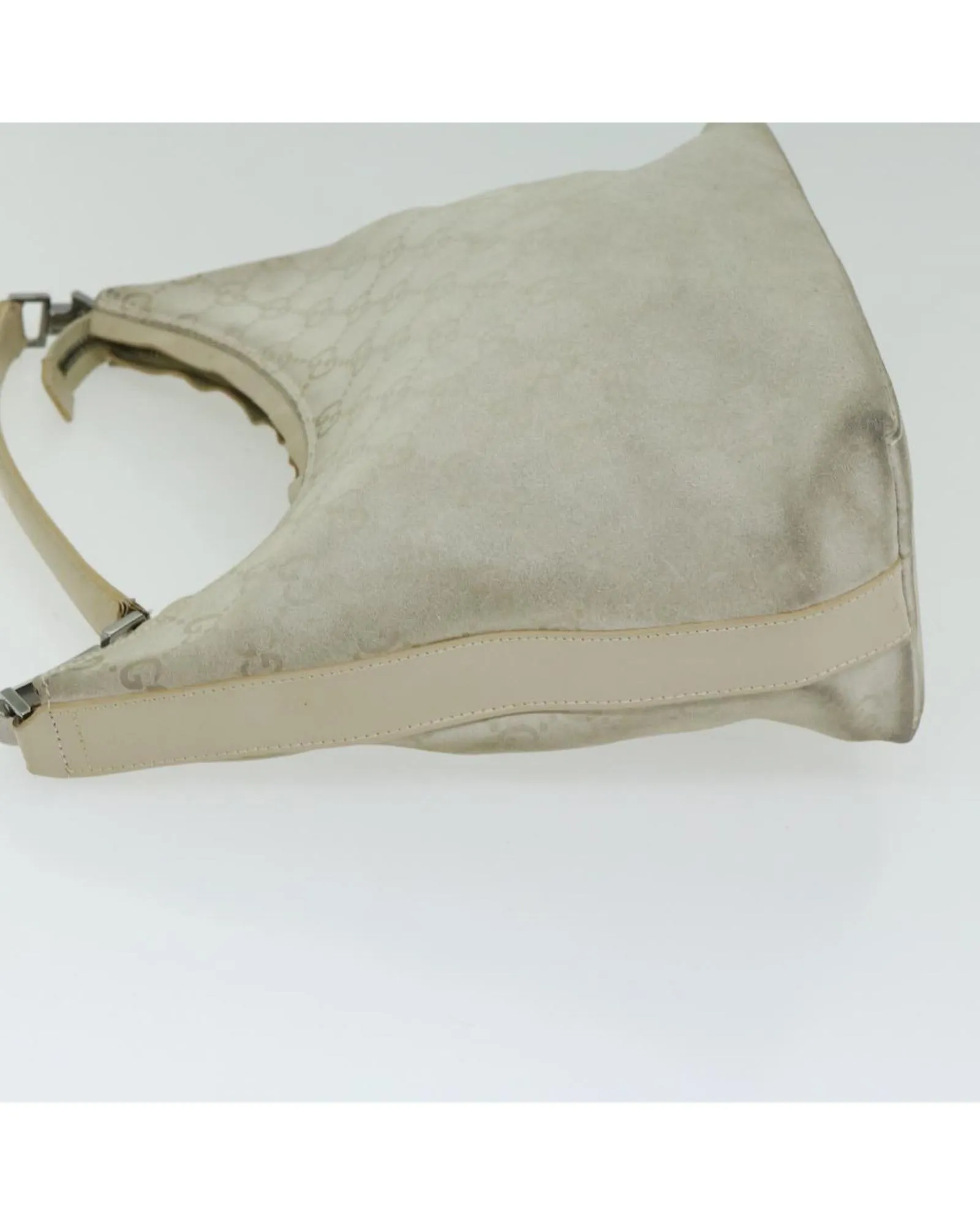 Canvas Shoulder Bag with Signature GG Pattern and Ivory Hue