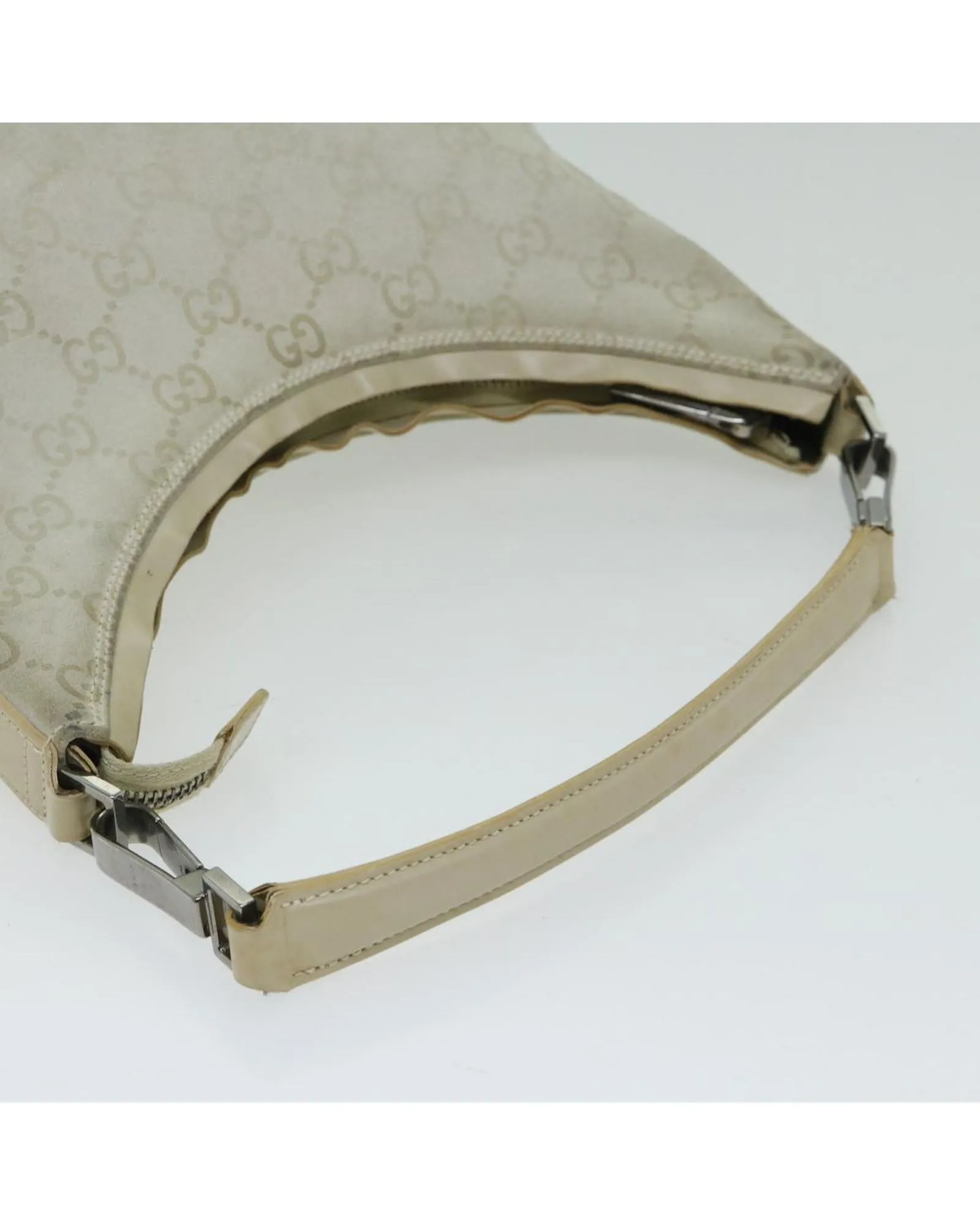 Canvas Shoulder Bag with Signature GG Pattern and Ivory Hue