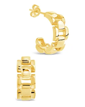 Chain Link Huggie Hoop Earrings