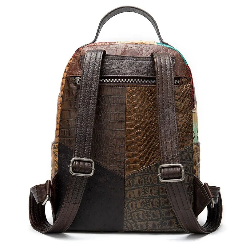 CrocLuxe Exotic Leather Zipper Travel Backpack