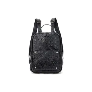 CrocLuxe Exotic Leather Zipper Travel Backpack