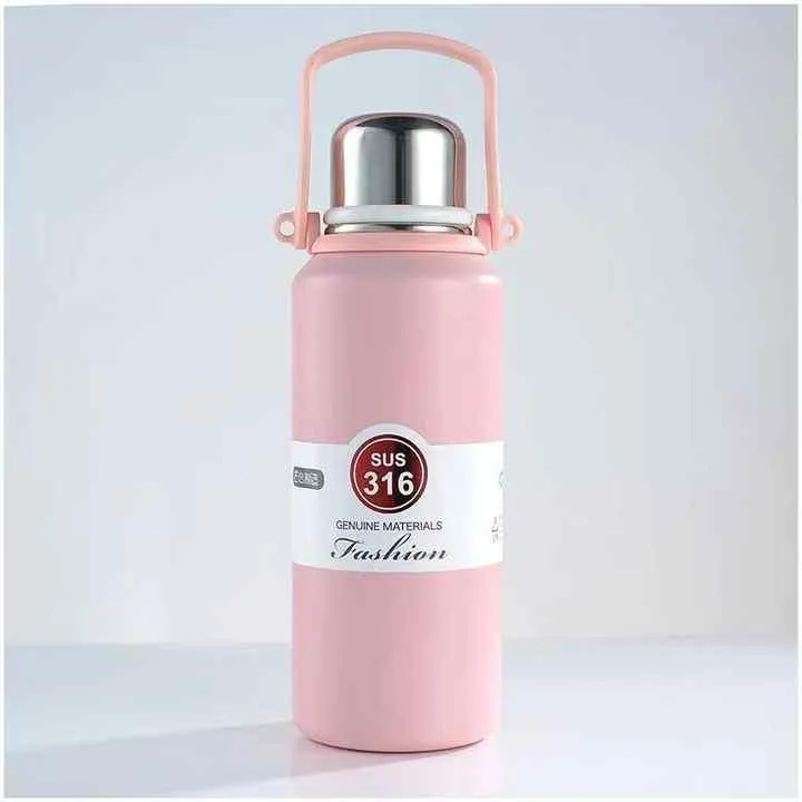 Crownnimreet Water Bottle Hot and Cold, Stainless Steel Airtight Thermos Insulated,Bpa-Free Hot and Cold Water Bottle, Office, Travel, Gym, Sport, Yoga (1500 Ml, Pink)