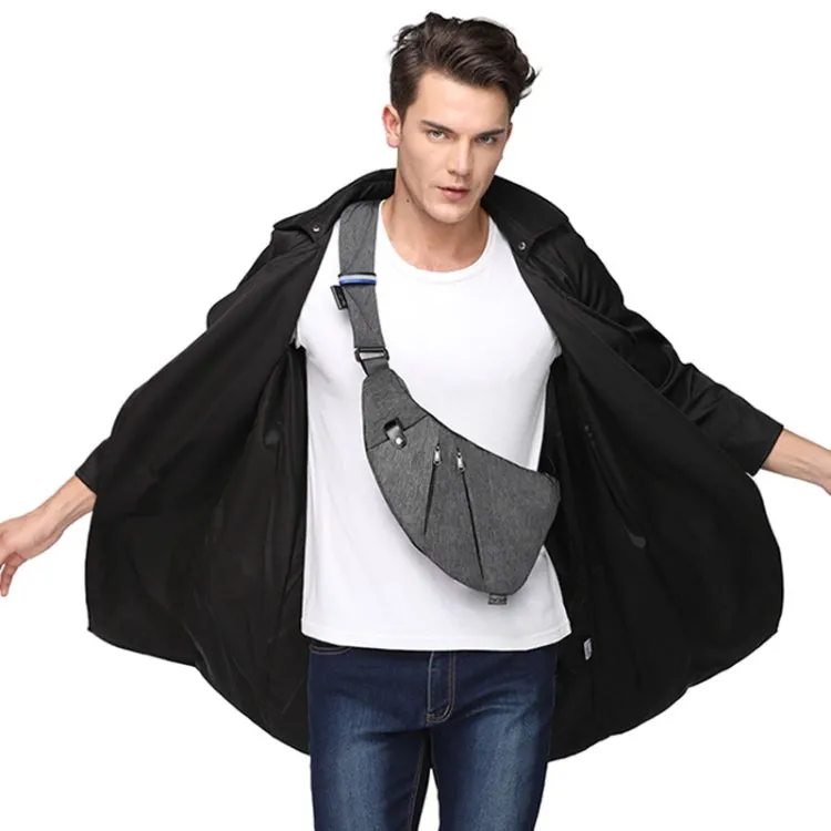 Fashion Wear-resistant Multifunctional Pockets Single Shoulder Bag Chest Front Bag for Man(Dark Blue)