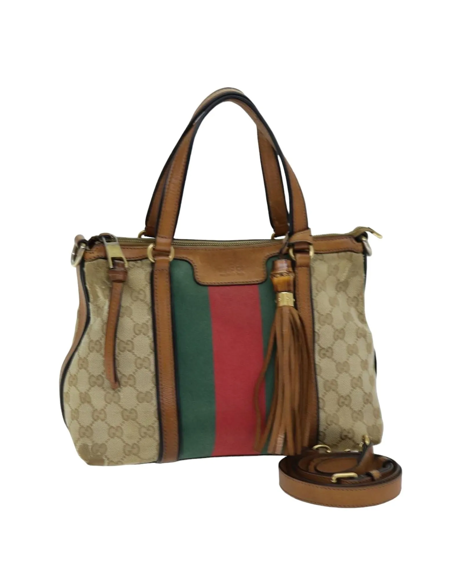 GG Canvas Web Sherry Line Hand Bag with Shoulder Strap