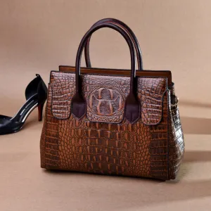 H1722 - Alexandra Brown Tote Handbag