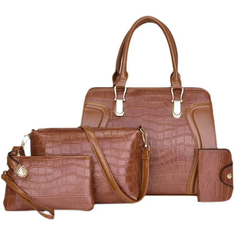 H1731 - Four-piece embossed crocodile pattern Handbag Set