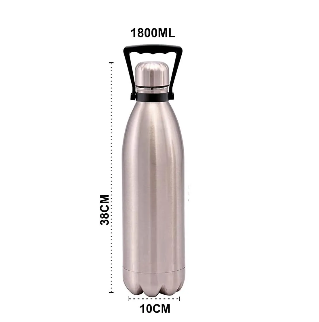 HALO NATION® Double Wall Stainless Steel Vacuum Insulated Flask Thermosteel Water Bottle with Handle, 24 Hours Hot & Cool Bottle Thermos Flask - 1800 ML