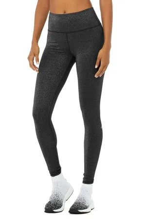 High-Waist Glitter Legging - Black/Silver