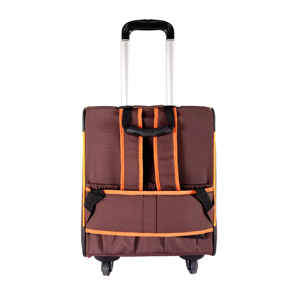 Ibiyaya Liso Backpack & Parallel Transport Pet Trolley | Orange/Brown